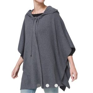White House Black Market Womens Gray Hooded Cape Sweater Poncho Size S/M